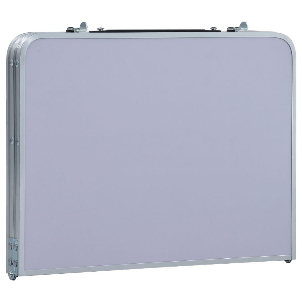 foldbart campingbord 60 x 40 cm aluminium hvid