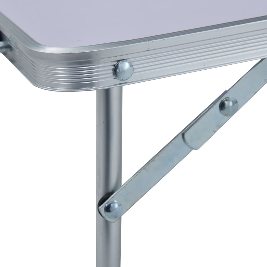 foldbart campingbord 60 x 40 cm aluminium hvid