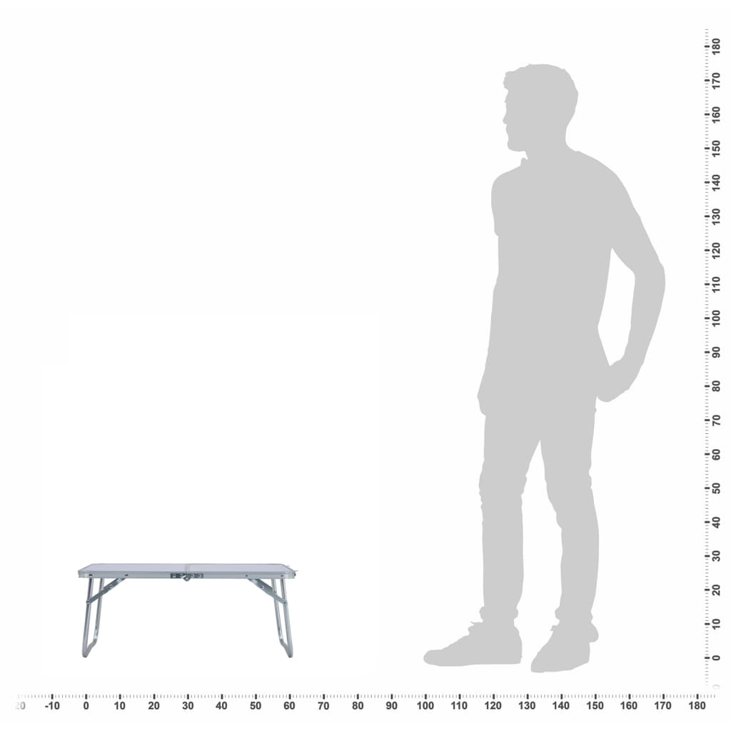 foldbart campingbord 60 x 40 cm aluminium hvid