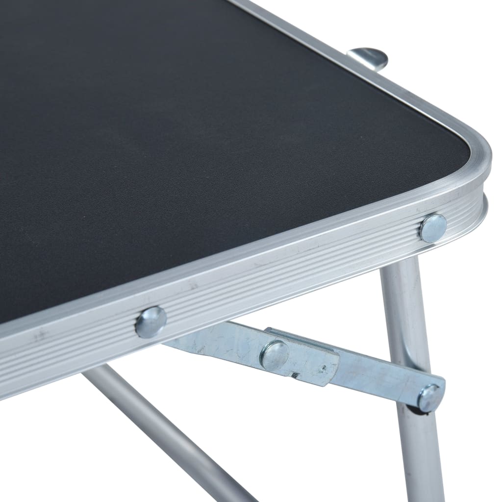 foldbart campingbord 60 x 40 cm aluminium grå