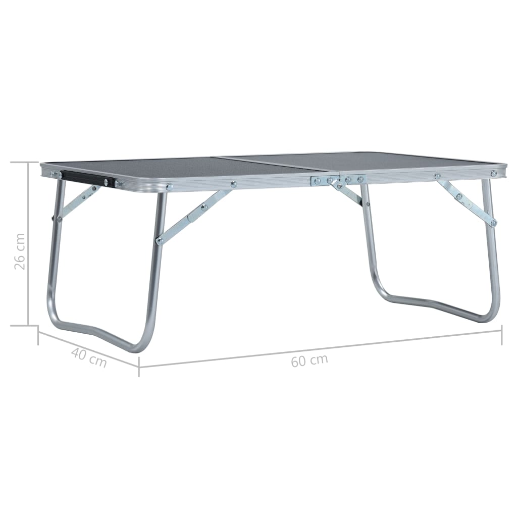 foldbart campingbord 60 x 40 cm aluminium grå