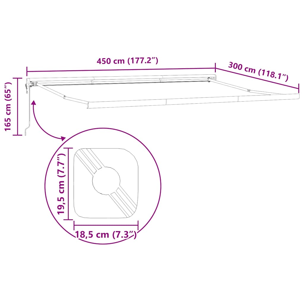 Markiseramme Hvid 450 × 300 cm Aluminium