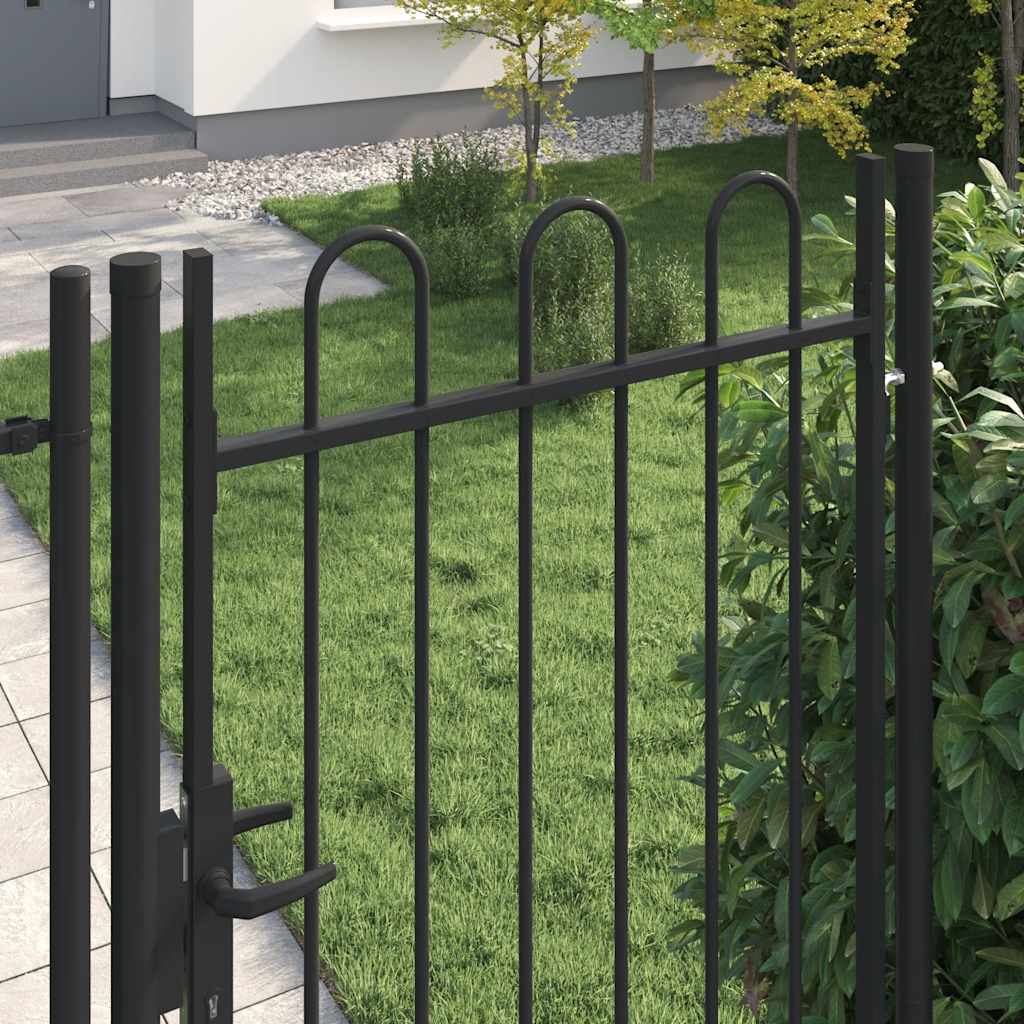 hegnslåge BOXTEL Enkeltdør med buet top stål 1x2 m sort