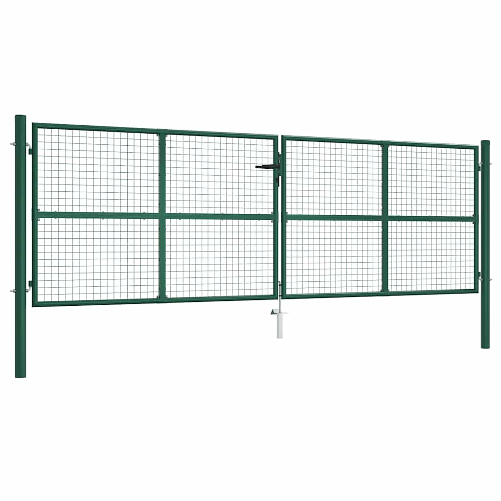 havelåge i stål med net 400x125 cm grøn