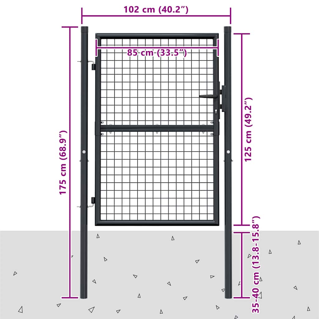 havelåge i net galvaniseret stål 100x125 cm grå