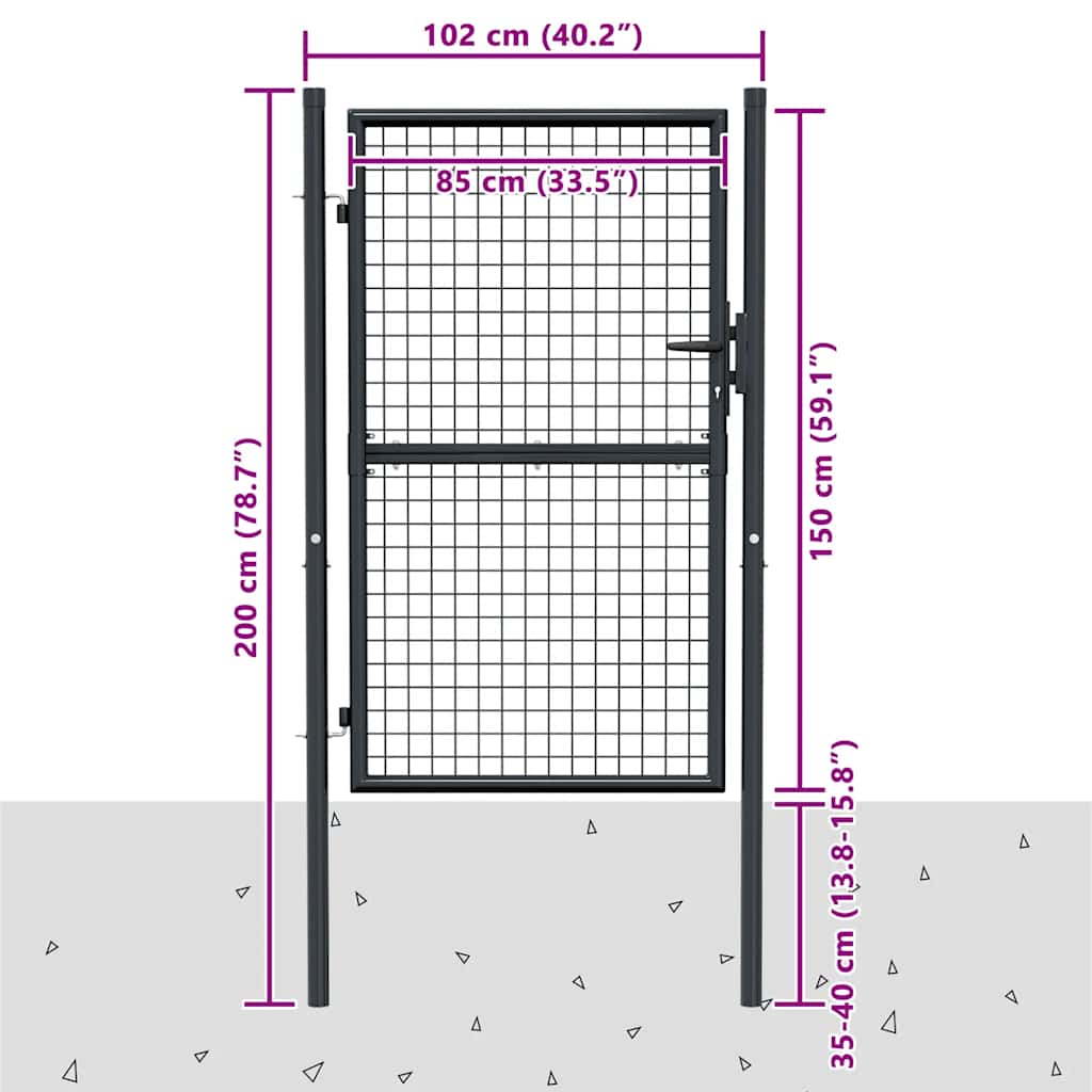 havelåge i net galvaniseret stål 100x150 cm grå