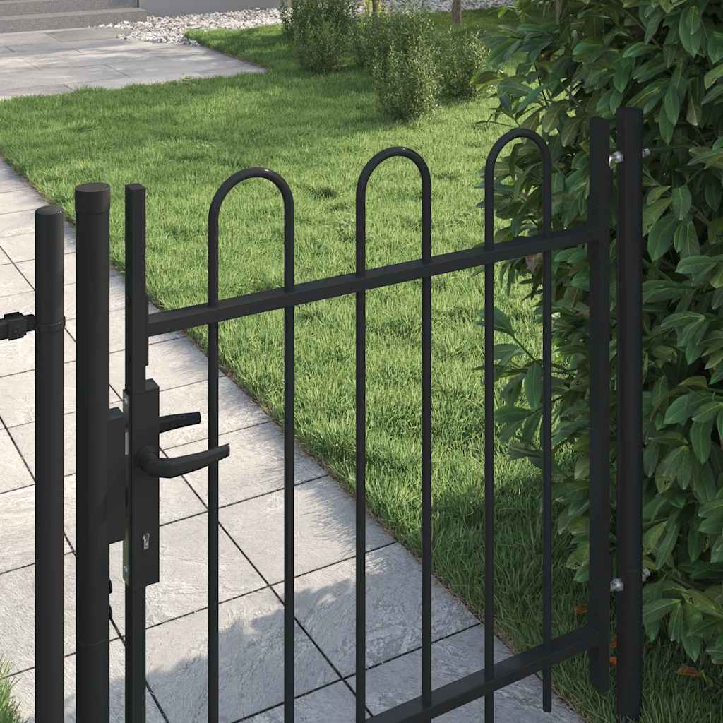 hegnslåge BOXTEL Enkeltdør med buet top stål 1x1 m sort