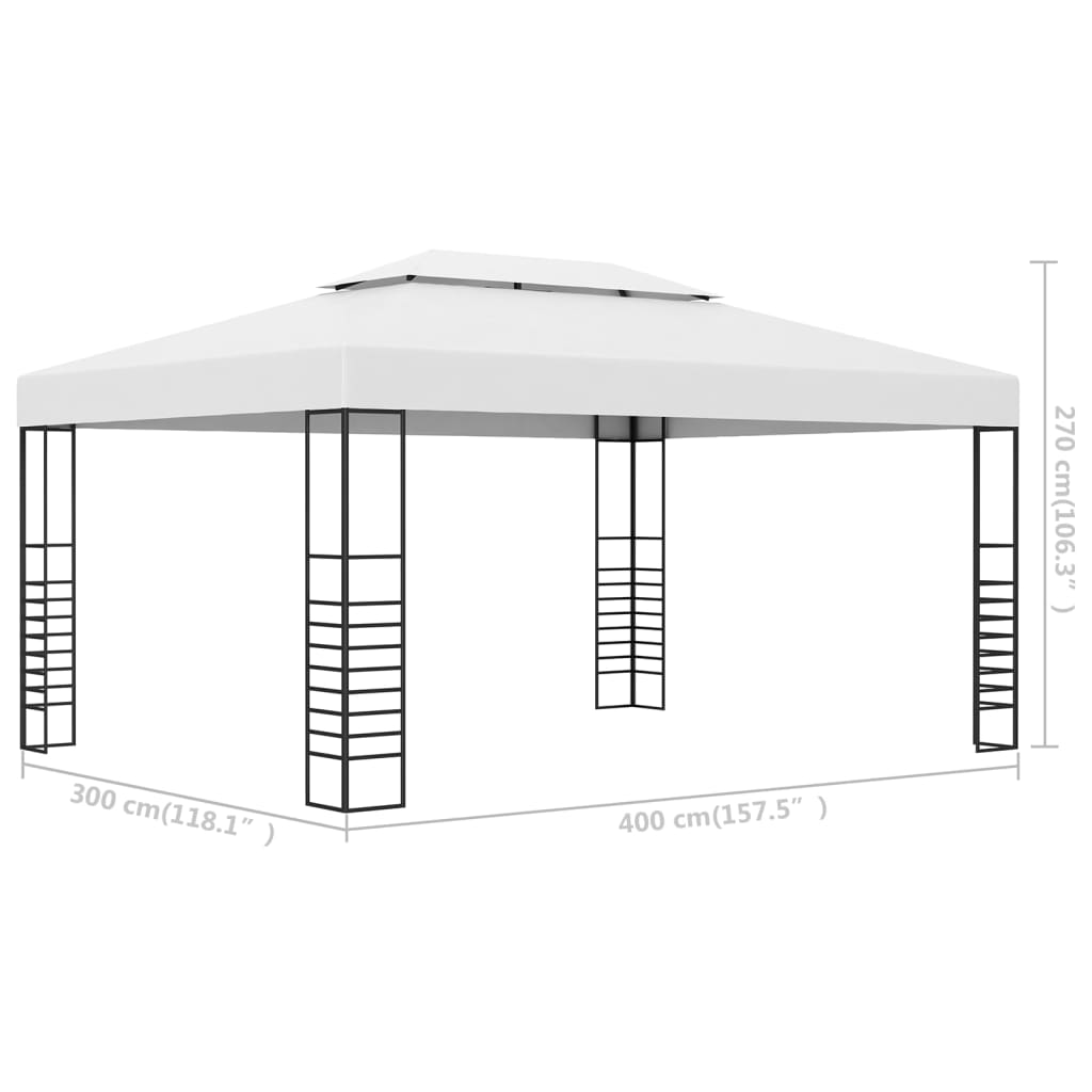 havepavillon 4x3x2,7 m pulverlakeret stål hvid