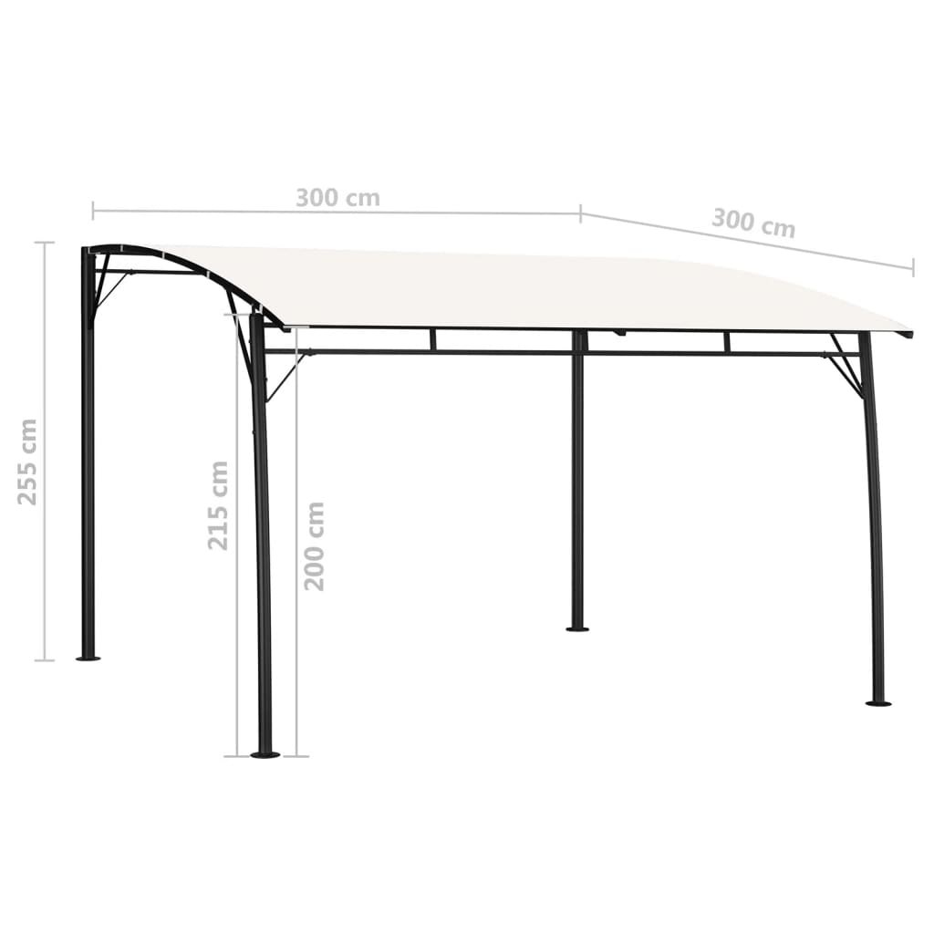 Solsejl 3 x 3 x 2,55 m Cremefarvet Pulverlakeret stål og stof