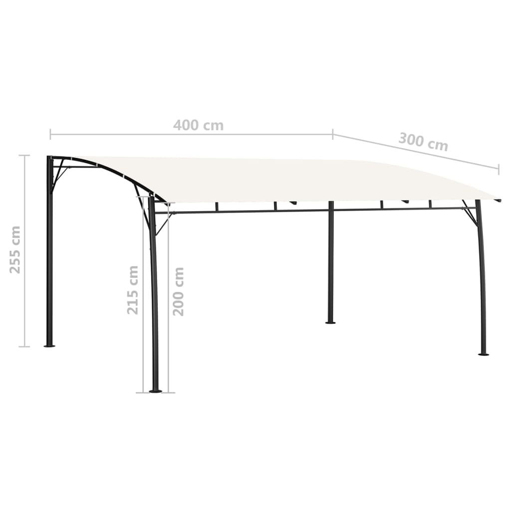 Solsejl 4 x 3 x 2,55 m Cremefarvet Pulverlakeret stål og stof