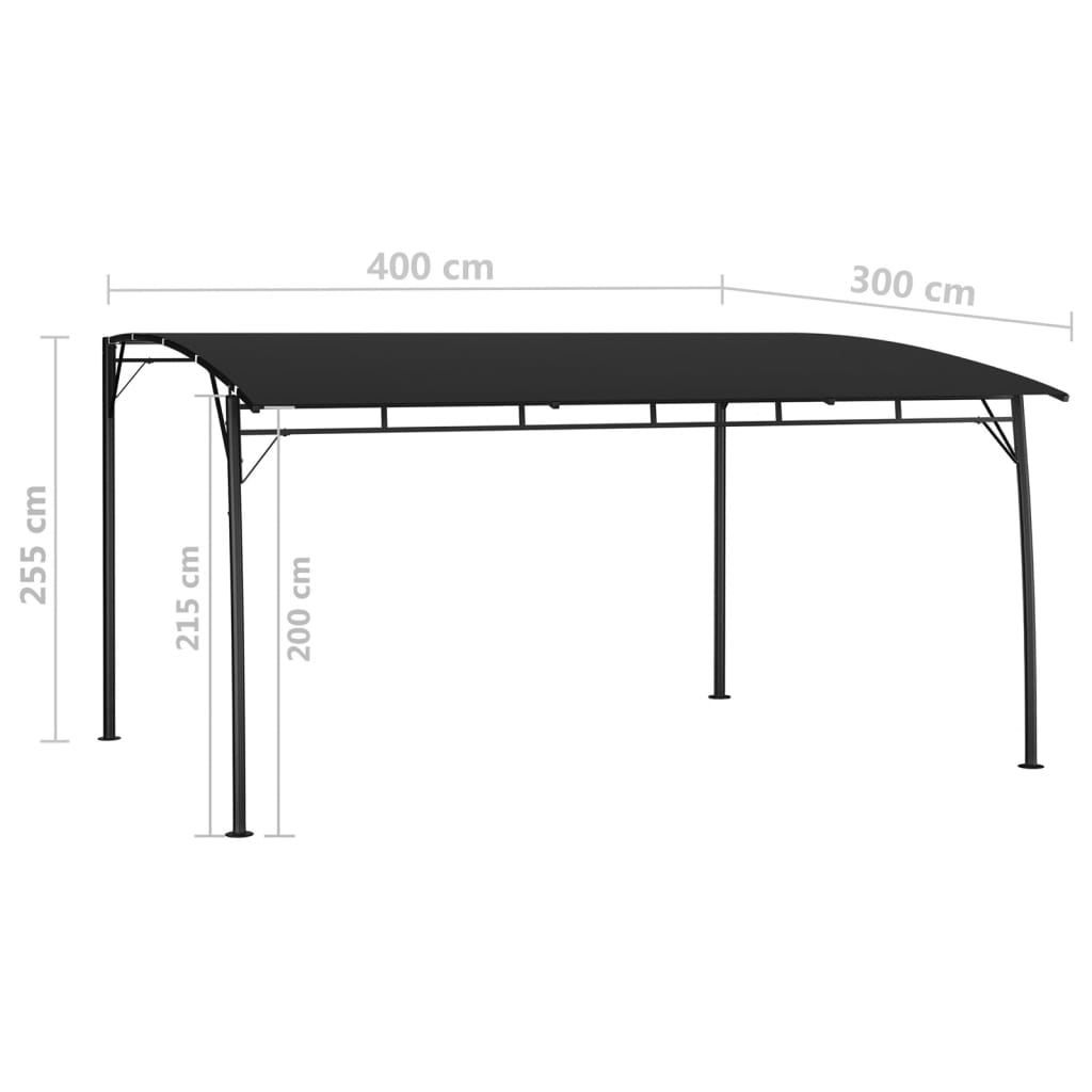Solsejl 4 x 3 x 2,55 m Antracit Pulverlakeret stål og stof