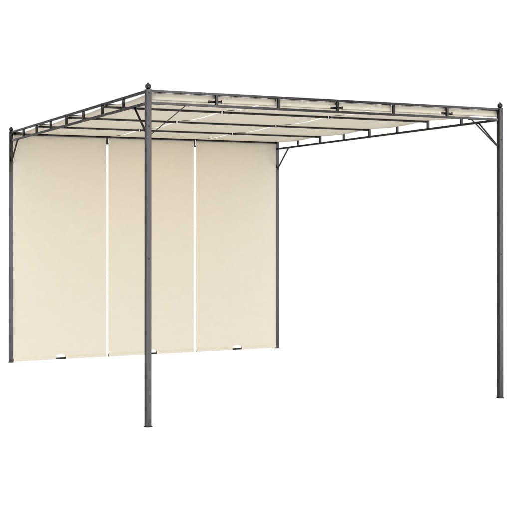 havepavillon med gardin 4x3x2,25 m cremefarvet