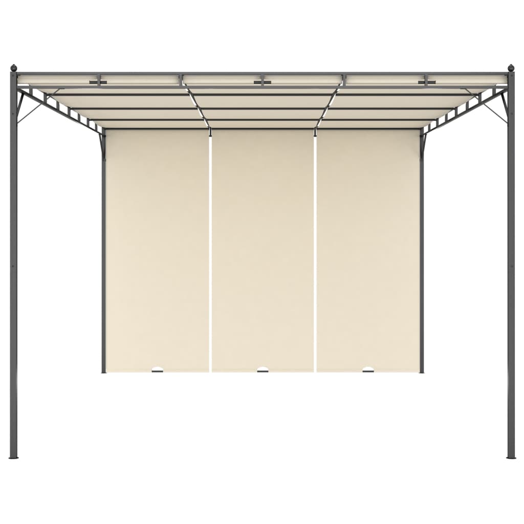 havepavillon med gardin 4x3x2,25 m cremefarvet