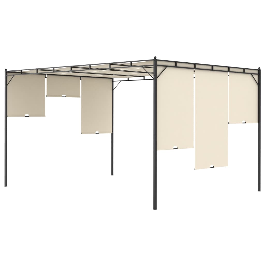havepavillon med gardin 4x3x2,25 m cremefarvet