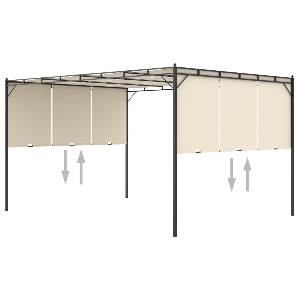 havepavillon med gardin 4x3x2,25 m cremefarvet
