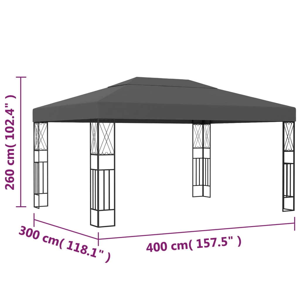 pavillon 3x4 m stof antracitgrå