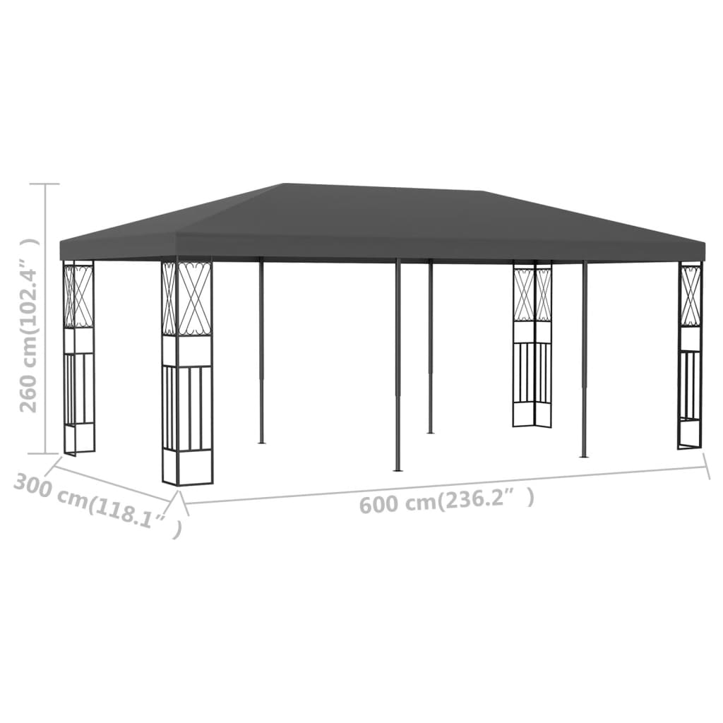 pavillon 3x6 m stof antracitgrå