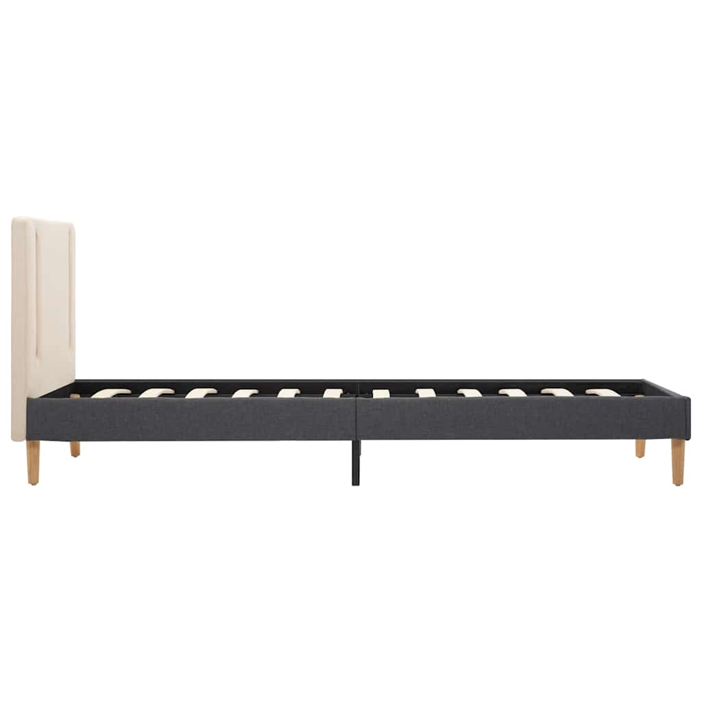 sengestel med LED-lys 100x200 cm stof cremefarvet og mørkegrå