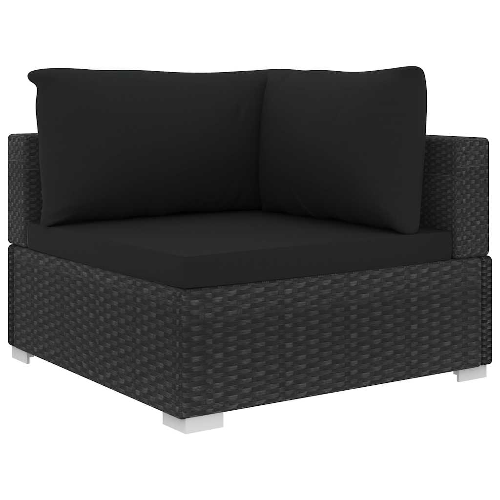 loungesæt til haven 11 dele med hynder polyrattan sort
