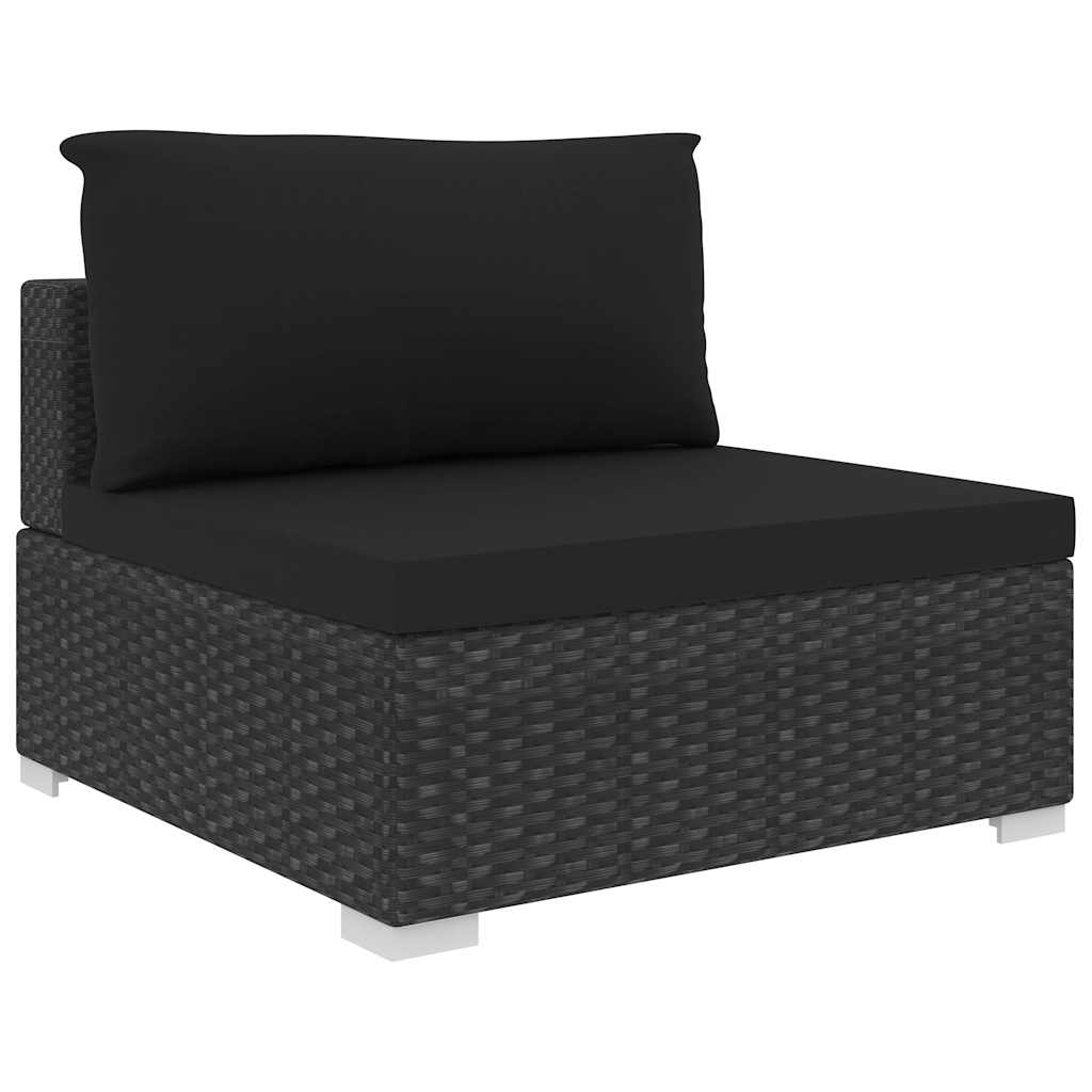 loungesæt til haven 11 dele med hynder polyrattan sort