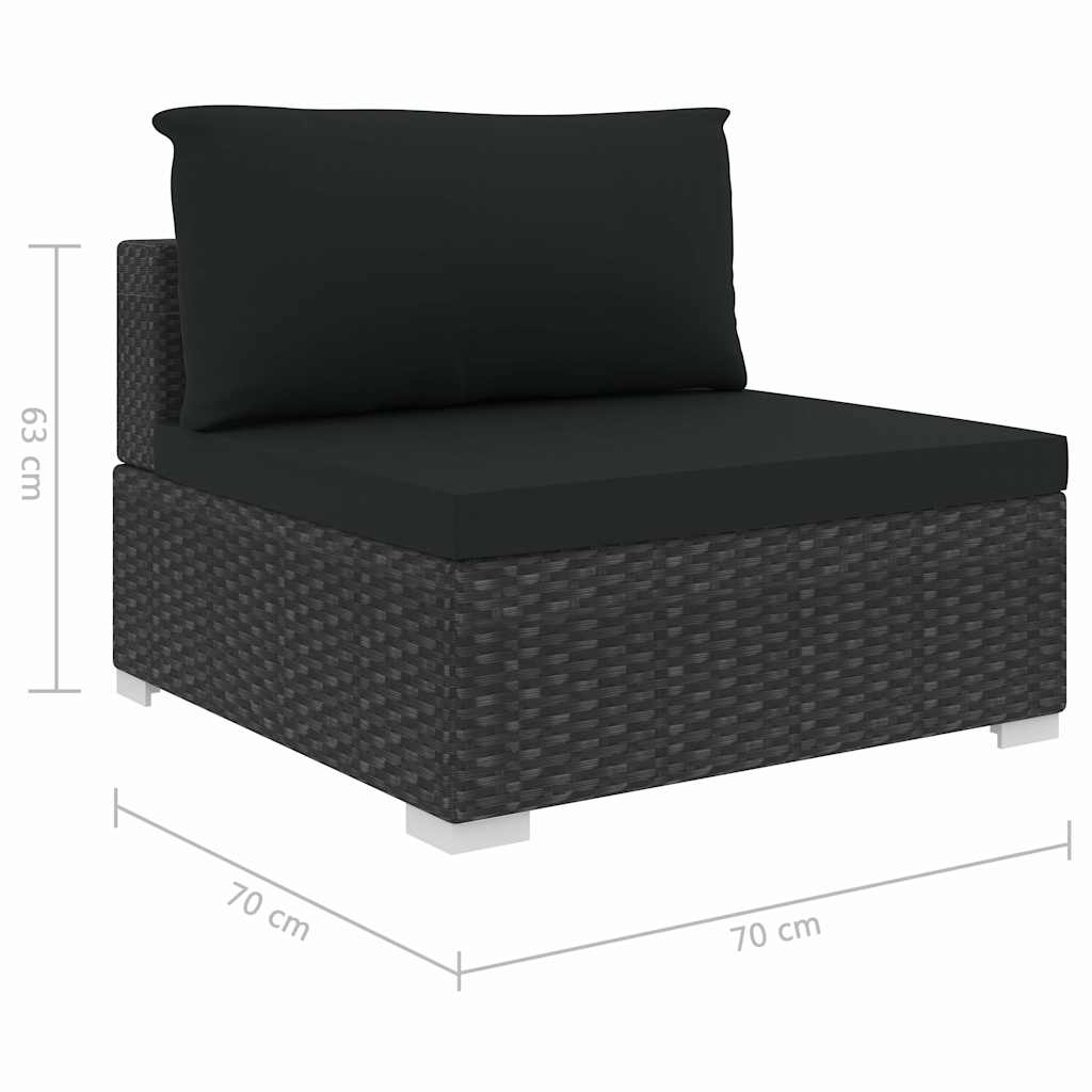 loungesæt til haven 11 dele med hynder polyrattan sort