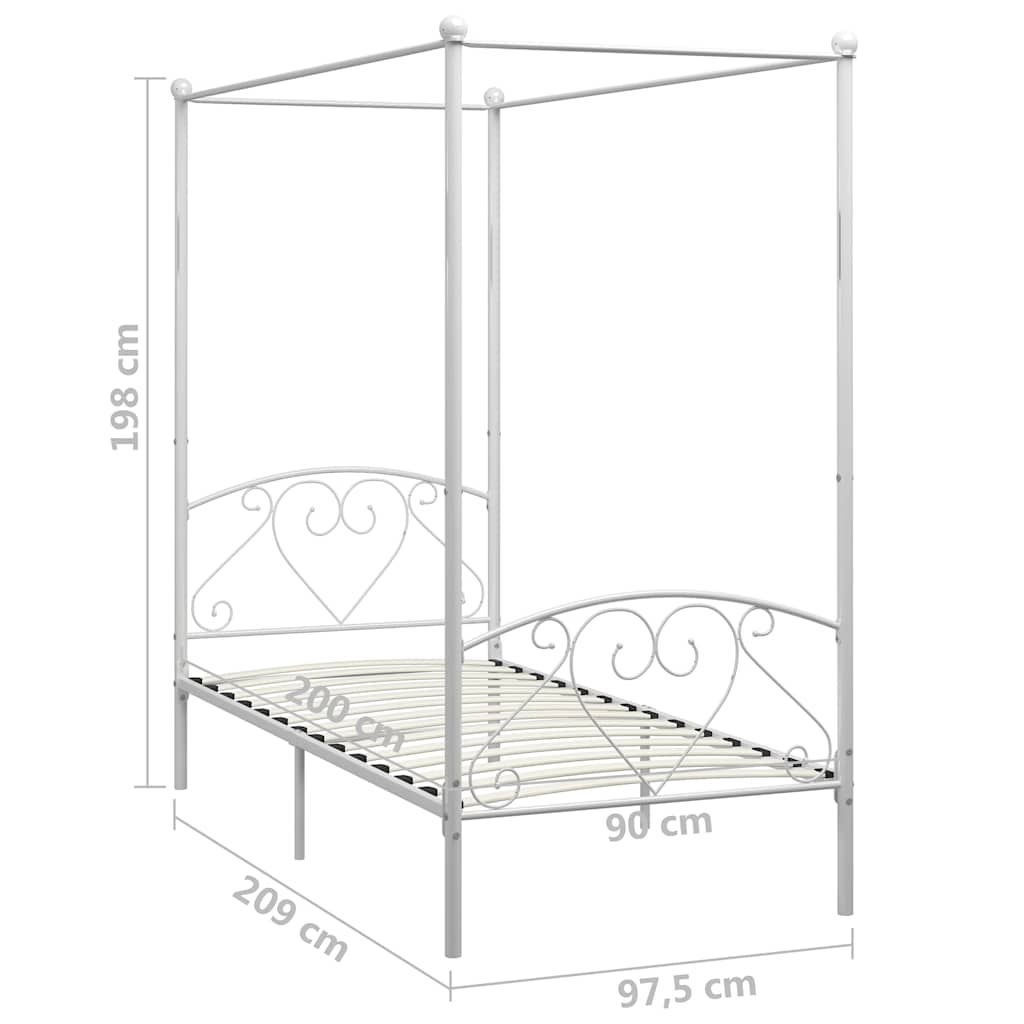 sengestel til himmelseng 90 x 200 cm metal hvid
