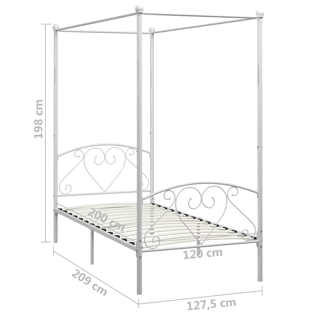 sengestel til himmelseng 120 x 200 cm metal hvid