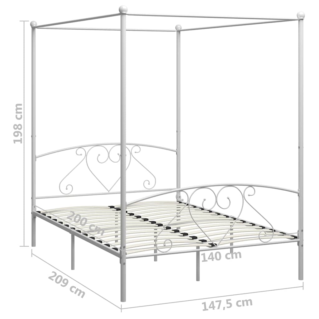 sengestel til himmelseng 140 x 200 cm metal hvid