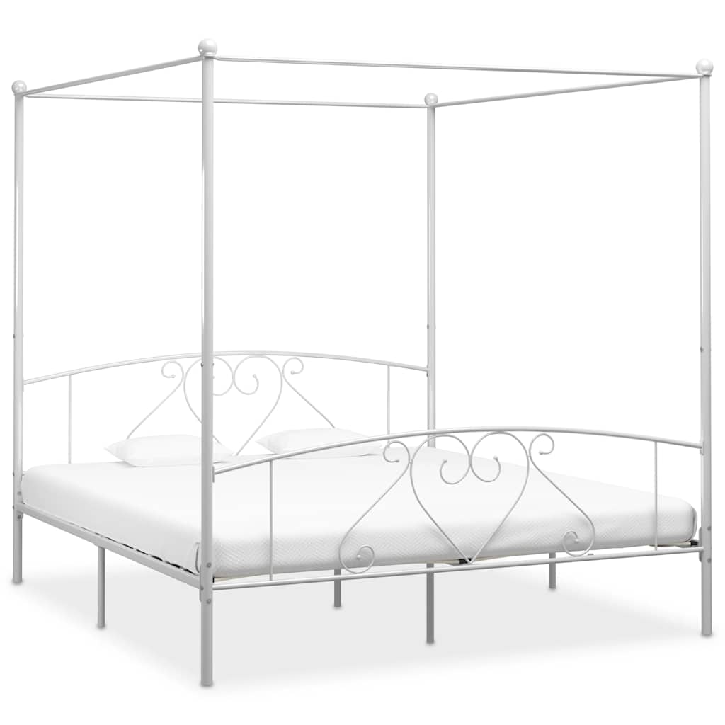 sengestel til himmelseng 200 x 200 cm metal hvid