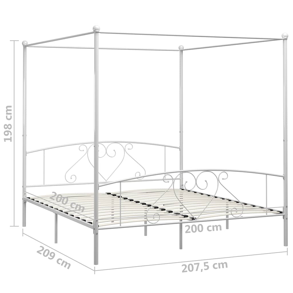 sengestel til himmelseng 200 x 200 cm metal hvid