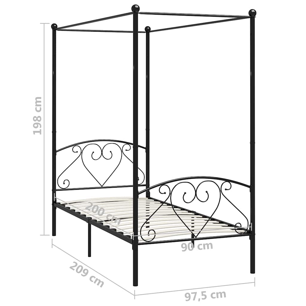 sengestel til himmelseng 90 x 200 cm metal sort