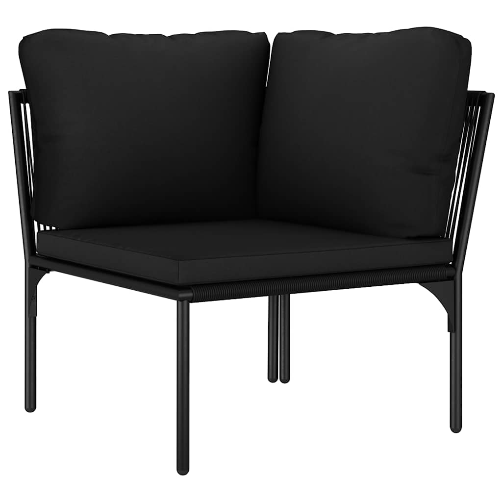 loungesæt 6 dele med hynder PVC sort