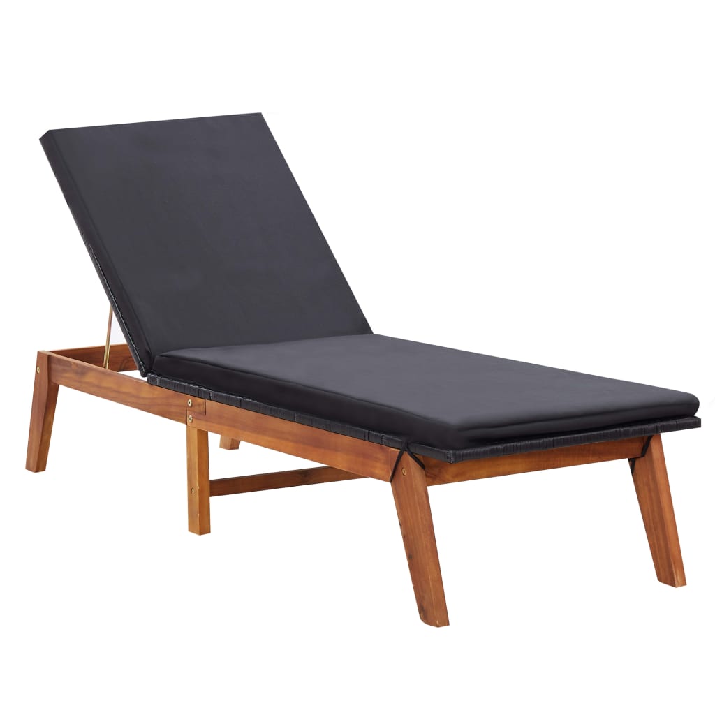 liggestol med bord polyrattan og massivt akacietræ