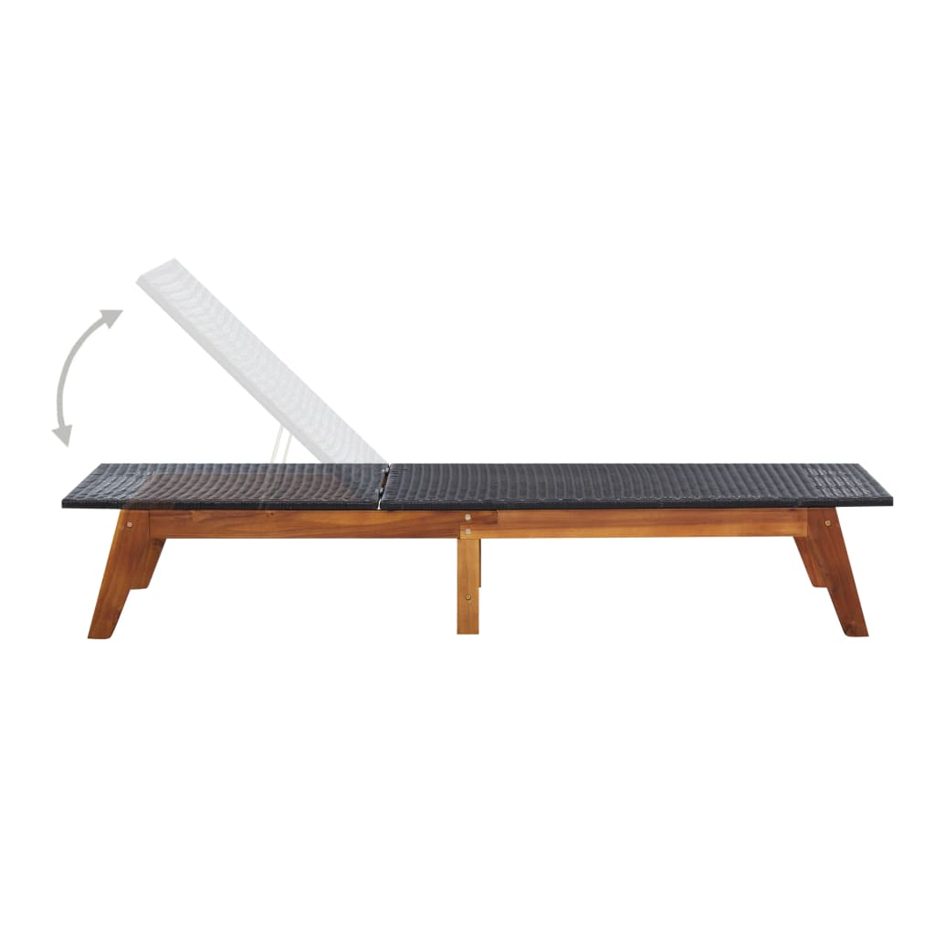 liggestol med bord polyrattan og massivt akacietræ