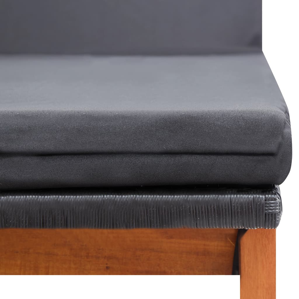 liggestol med bord polyrattan og massivt akacietræ