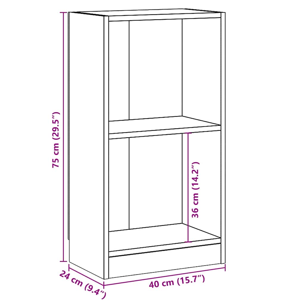 bogreol 40 x 24 x 75 cm spånplade sonoma-eg