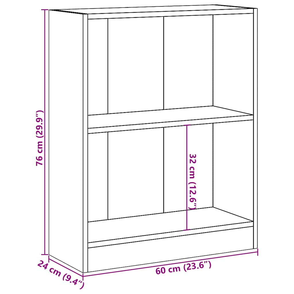 bogreol 60x24x76 cm konstrueret træ hvid