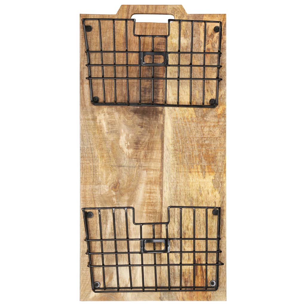 væghængt magasinholder 33x10x67 cm massivt ru mangotræ