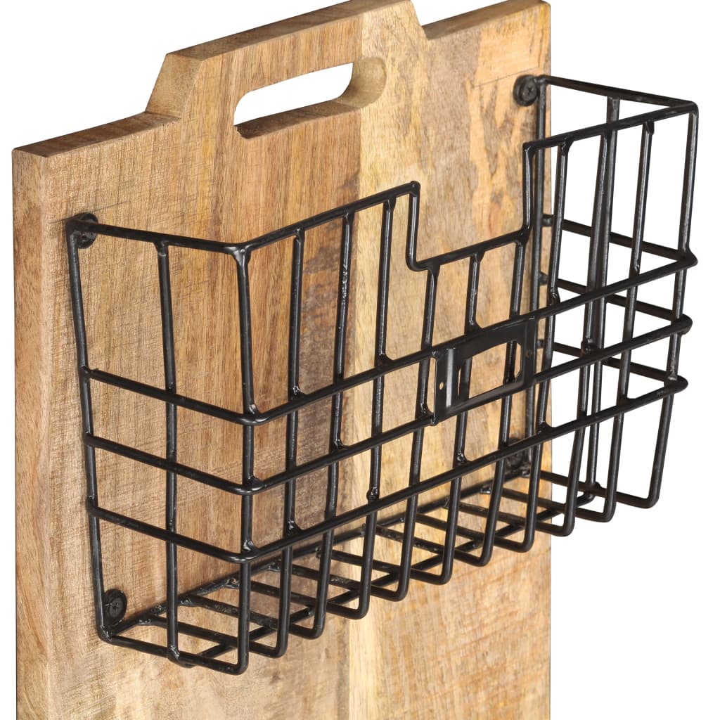 væghængt magasinholder 33x10x67 cm massivt ru mangotræ