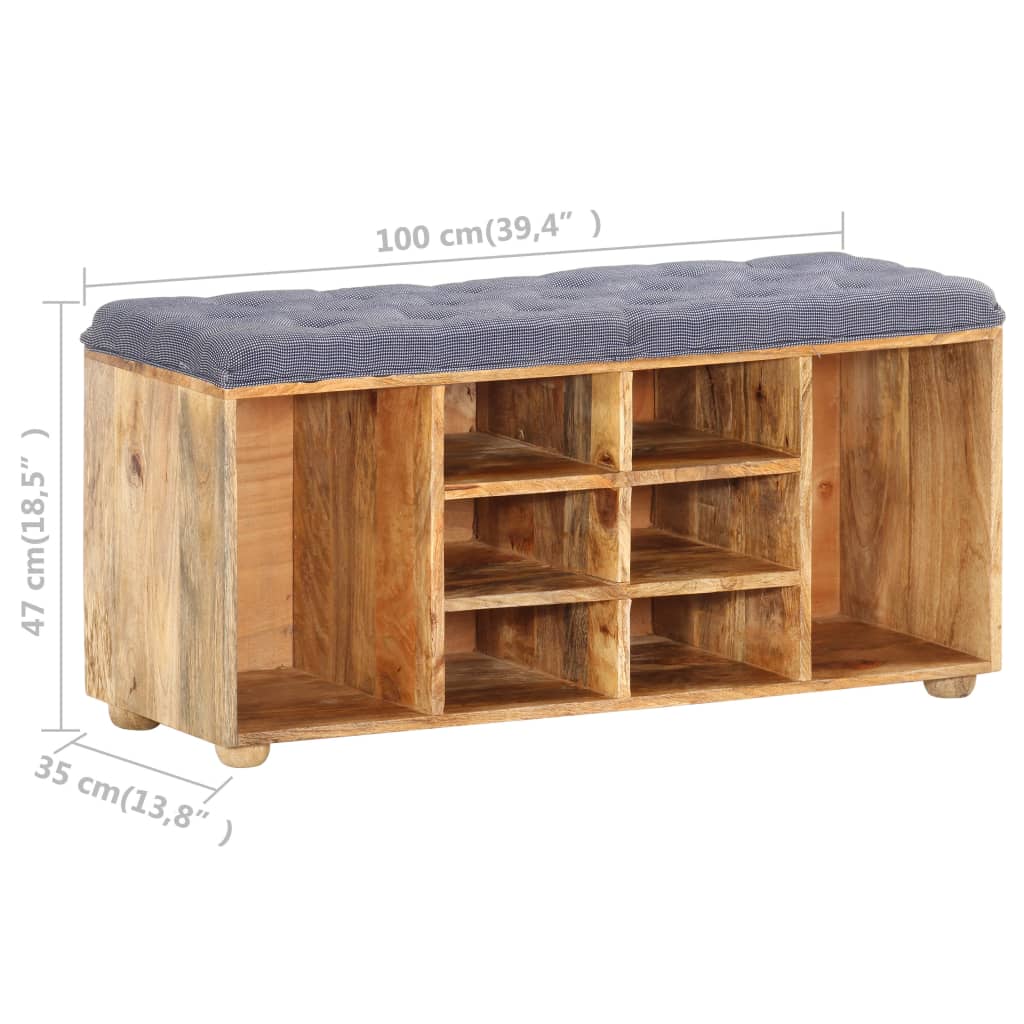 entrébænk 100x35x47 cm massivt mangotræ
