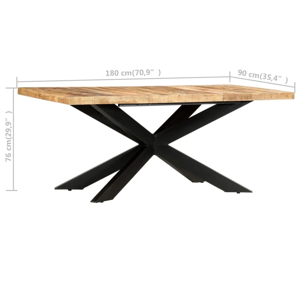 spisebord 180 x 90 x 76 cm massivt ru mangotræ
