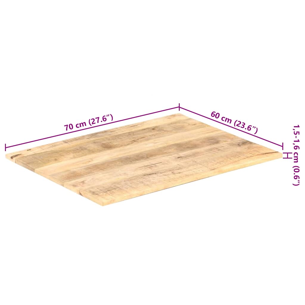 bordplade 15-16 mm 70x60 cm massivt mangotræ