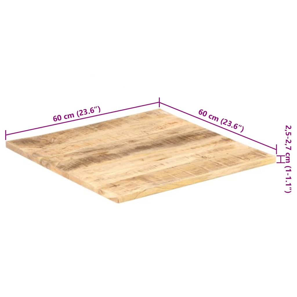 bordplade 25-27 mm 60x60 cm massivt mangotræ