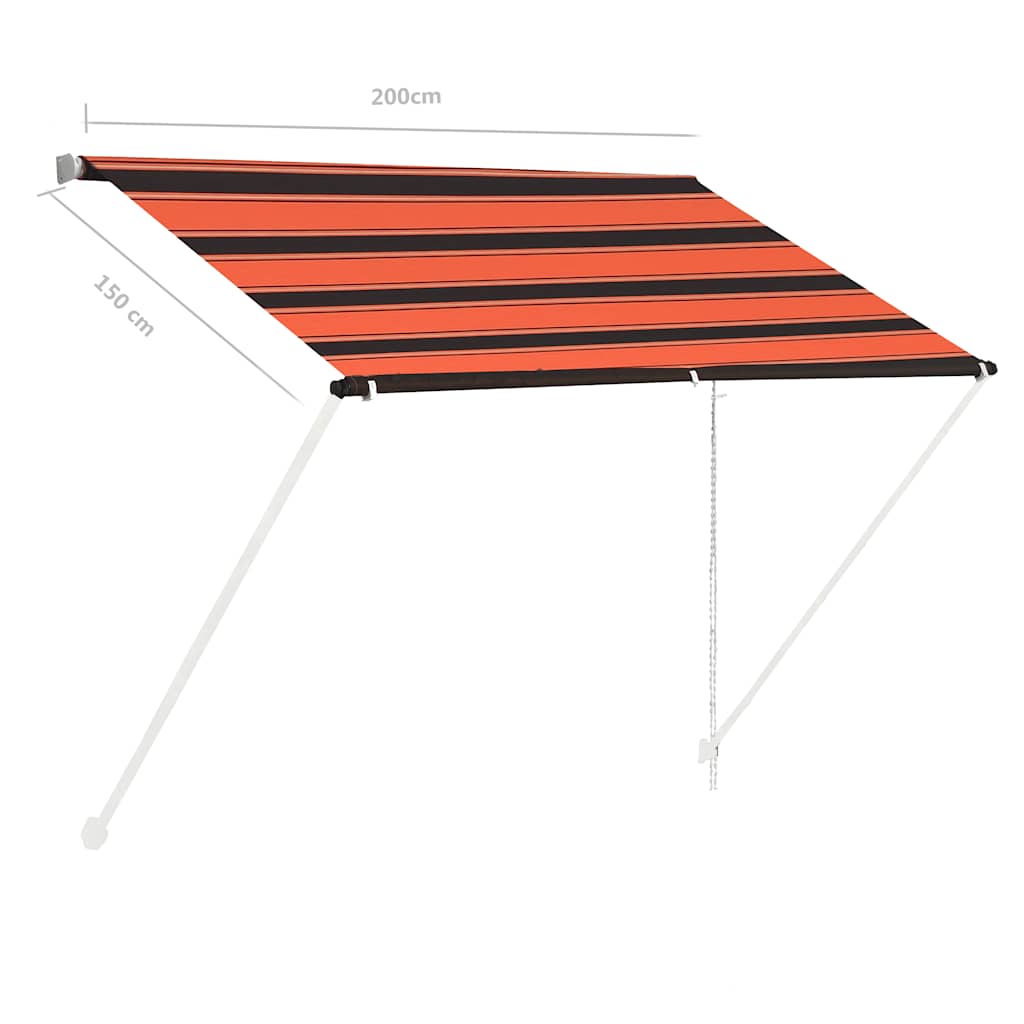 foldemarkise 200x150 cm orange og brun