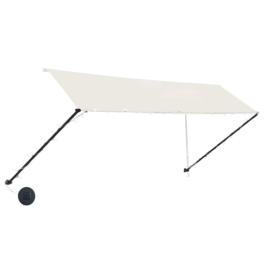foldemarkise med LED 350x150 cm cremefarvet