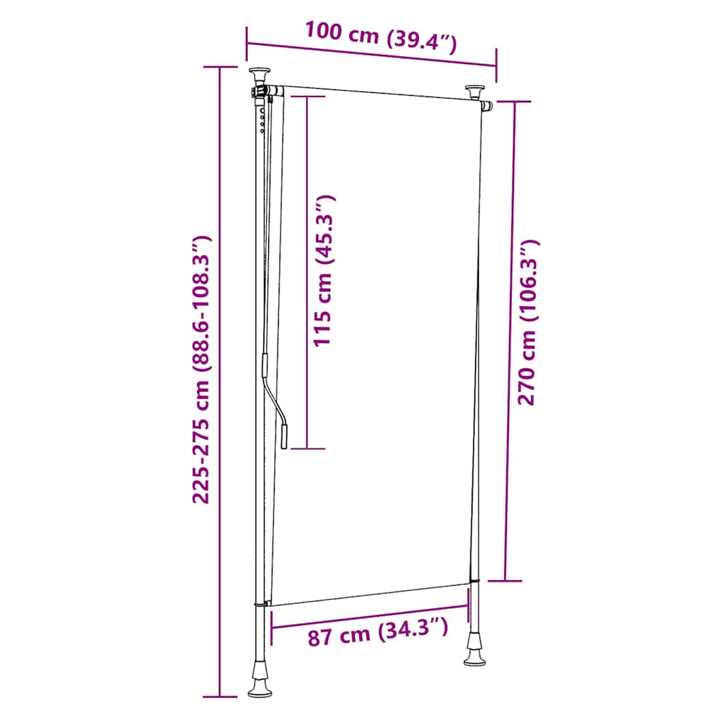 udendørs rullegardin 100x270 cm antracitgrå