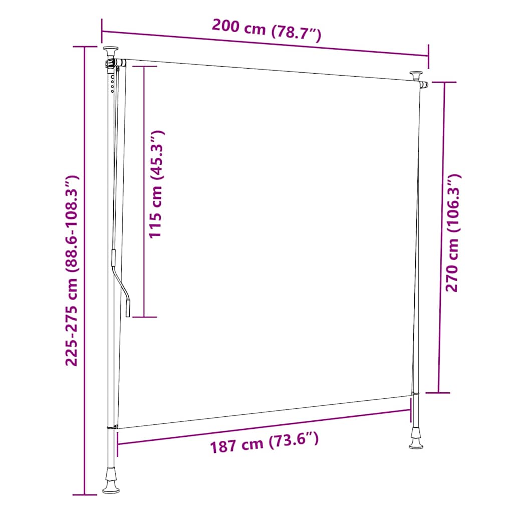 udendørs rullegardin 200x270 cm antracitgrå