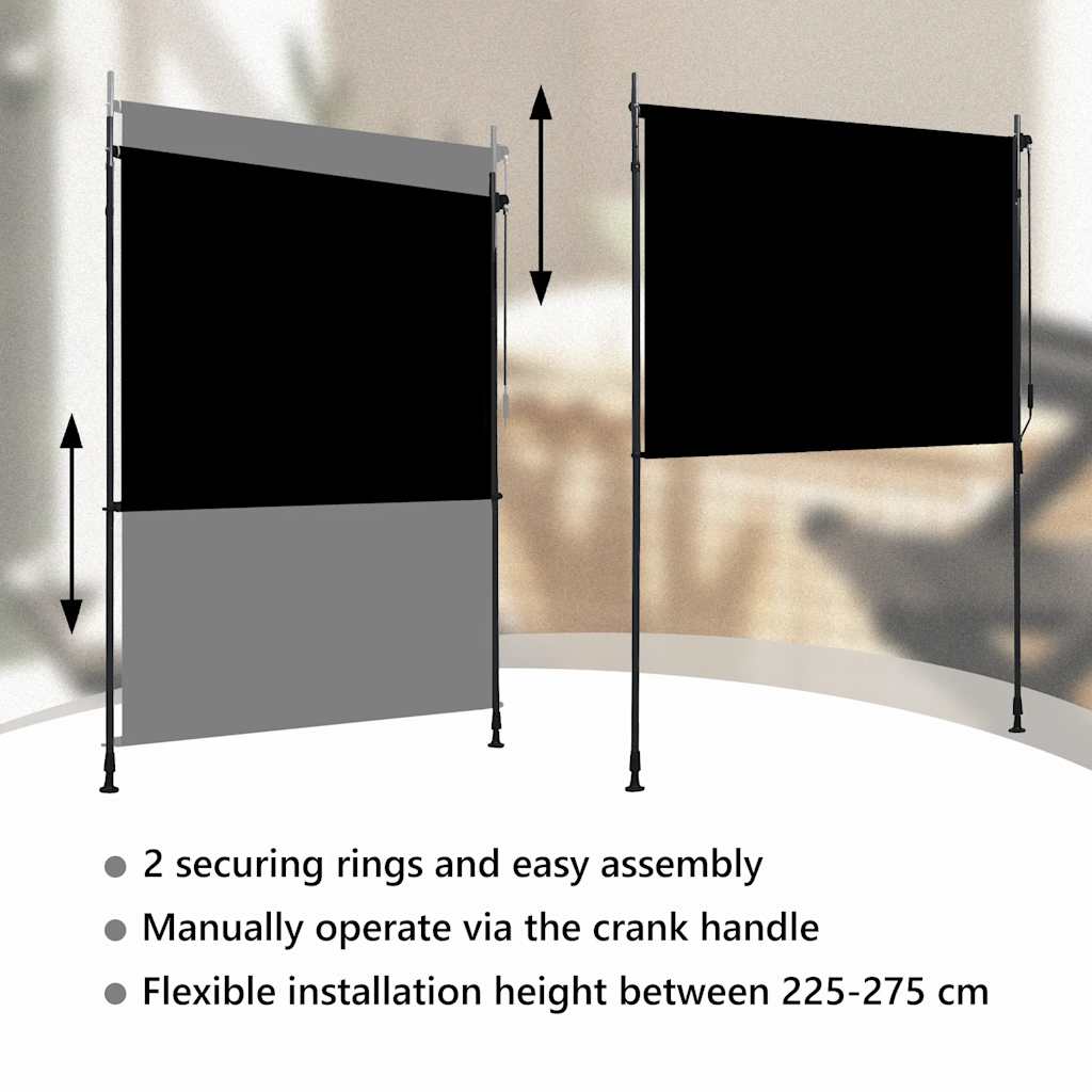 udendørs rullegardin 200x270 cm antracitgrå