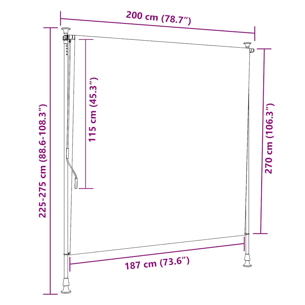 udendørs rullegardin 200x270 cm cremefarvet
