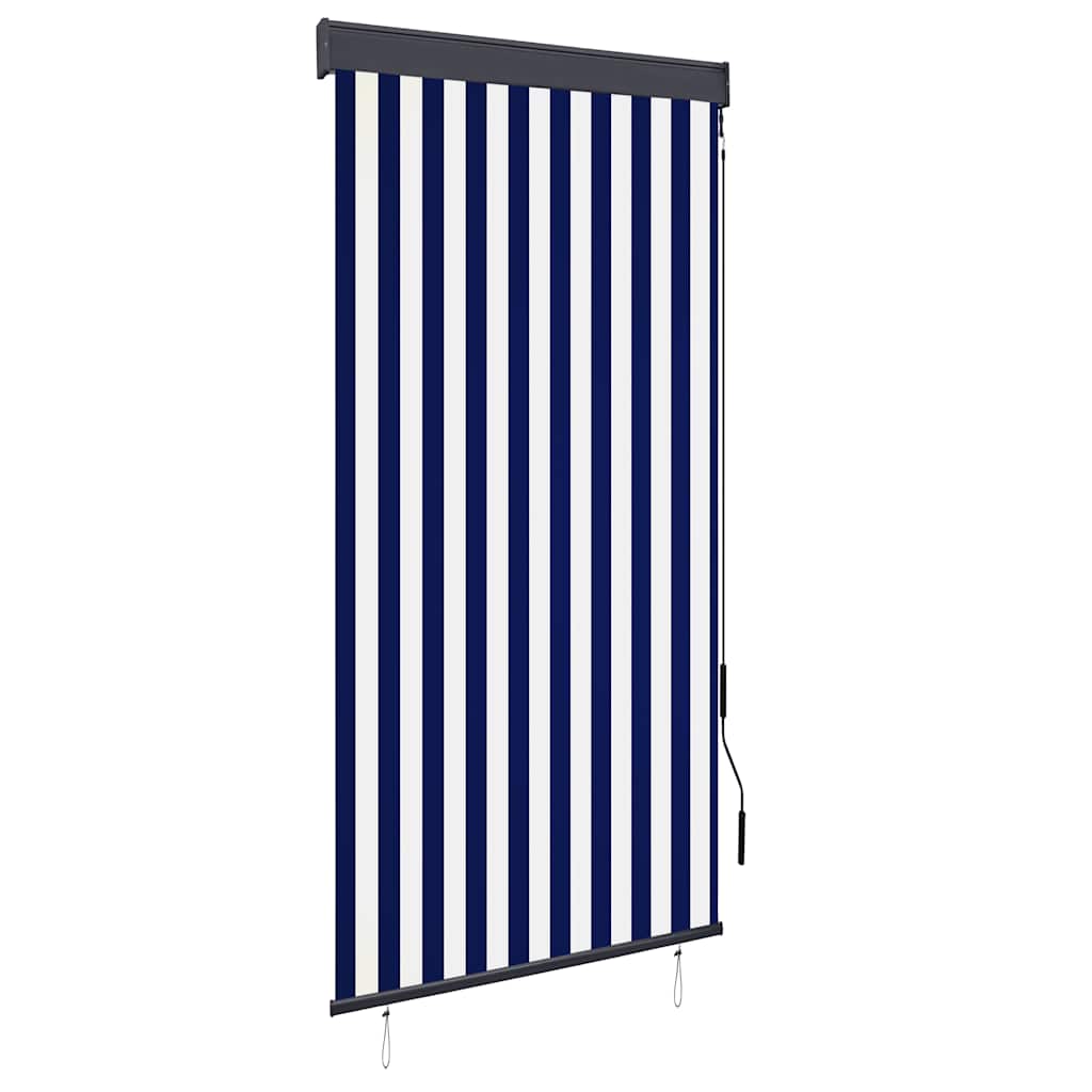 udendørs rullegardin 100x250 cm blå og hvid